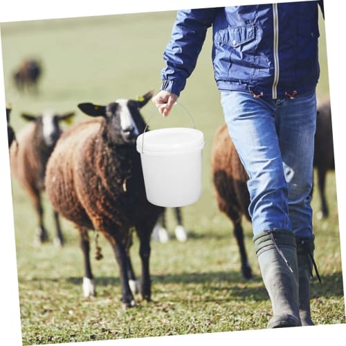 PRETYZOOM 2-Piece Reusable 5 Gallon Plastic Barrels, White, Kitchen Storage Containers, Handheld Buckets, Plastic Gallon Buckets, Small Buckets, Small