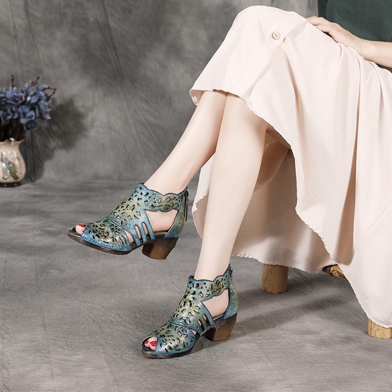 Fashion GKTINOO Women Sandals Summer 2025 New Women Shoes Genuine Leather Retro Zip Casual Sewing Handmade Leisure Ladies Sandals