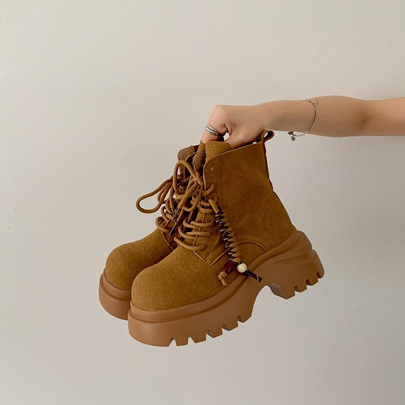 

Queen Fan Yinglun style thick-soled thick-heeled Martin boots women s 2025 new summer heightening retro short boots 40 верблюд