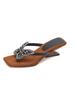 French stunning high-heeled sandals women's summer wear fashion bow rhinestone leather cool slippers toe flip-flops