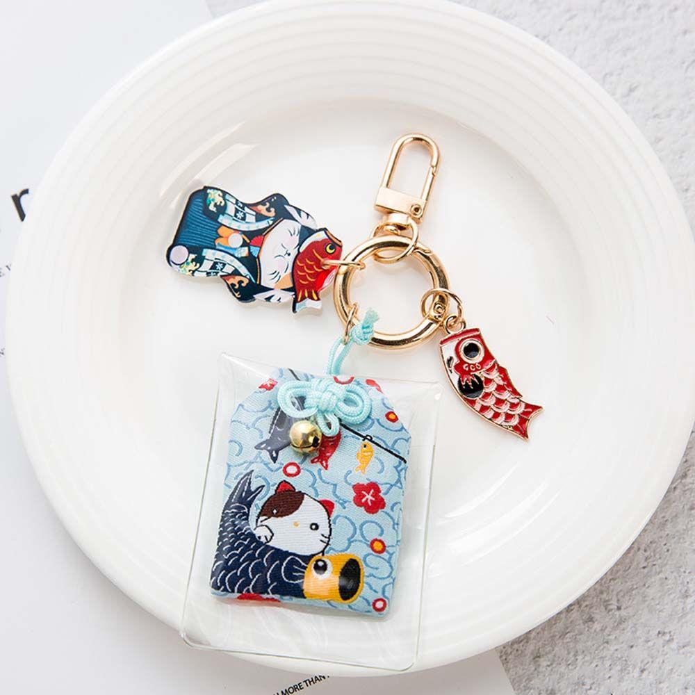 Lucky Bag Charm Fortune Lucky Cat Keychain Key Rings Maneki Neko Key Chain Keyring Ornaments