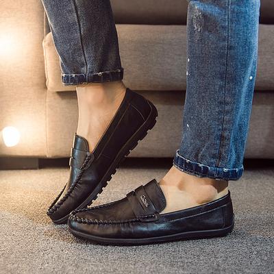 Frühling neue Herren Freizeitlederschuhe koreanische Version Mode Low-Top Doudou Schuhe leichte Fahrschuhe Einschlupfschuhe