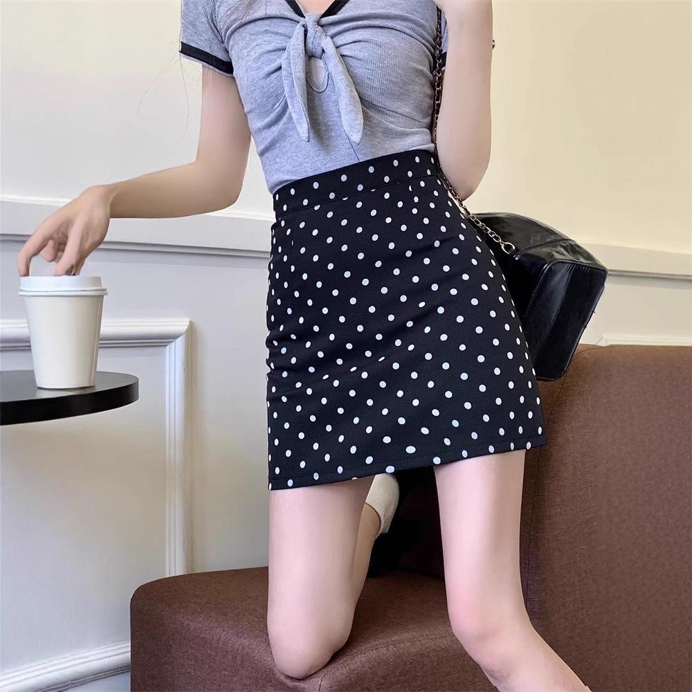 Gepunkteter A-Linien-Midirock mit hoher Taille - Damen Frühling/Sommer Schlankmachendes Design