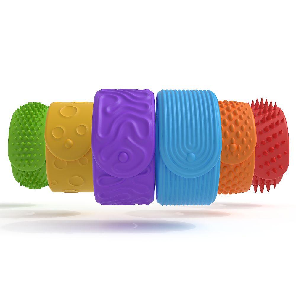 6Pcs Textured Silicone Sensory Bracelet 6Pcs Slap Bracelets Christmas Gift Calming Toy  Boy Girl