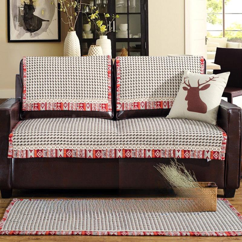 Retro Cotton and Linen Sofa Cushion Nordic Summer Universal Cushion Sofa Cover Backrest Towel