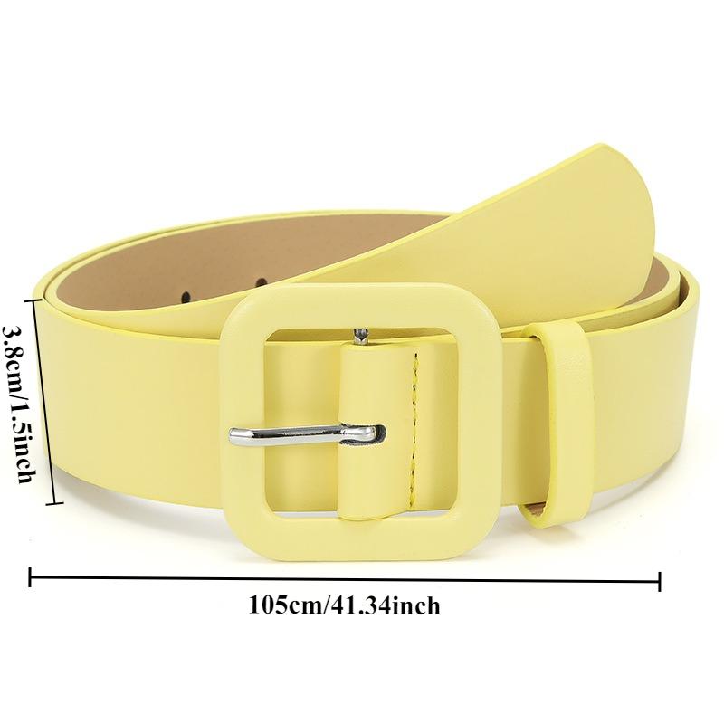 Fashionable Square Buckle Pastel and Vibrant Colors Women’s Versatile Decorative Belt Simple Everyday Casual Wide Belts