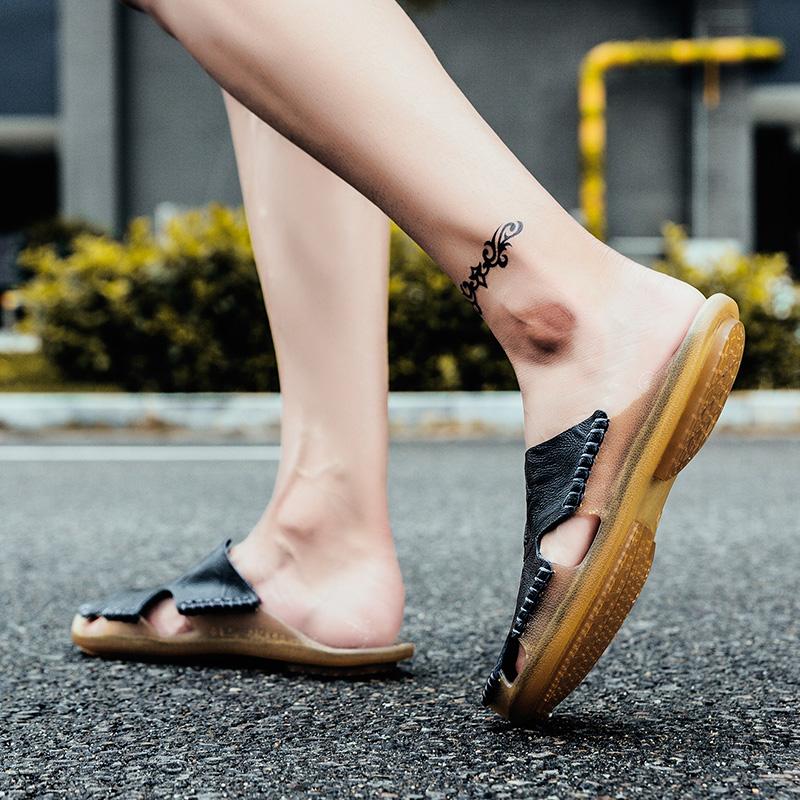 Mens Casual Sandals Men's Large Handcrafted Slippers Outdoor Sandals Beach Slippers Mens Leather Sandals