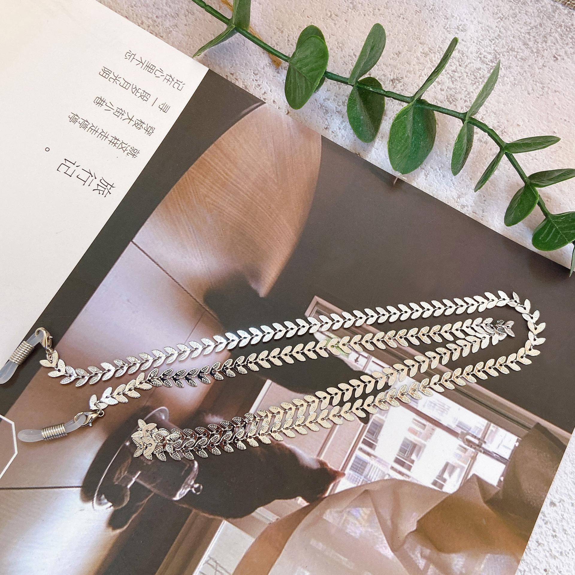 Metal Leaf Wheat Ear Glasses Chain Retro Personalized Glasses Chain Anti Ins Wind Mask Chain Lanyard