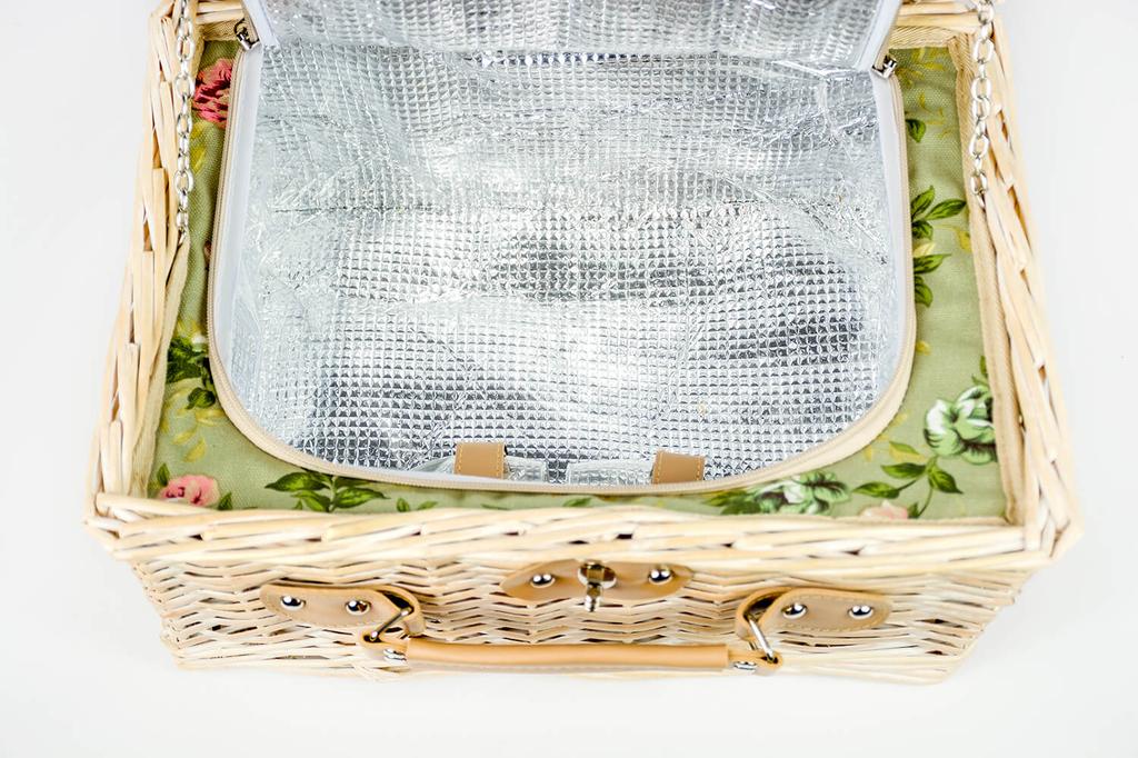 Wicker Picnic Basket with Thermal Bag and Cutlery for 2 People, a Practical Gift