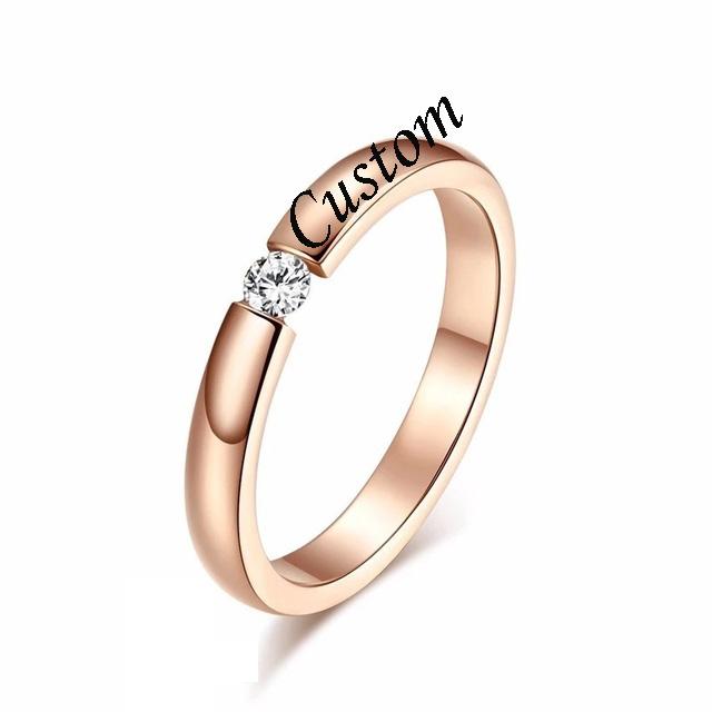 Custom Stainless Steel Wedding Couple Rings for Women Men Engagement Bands CZ Stone Puzzle Solitaire Party Ring Jewelry Gift