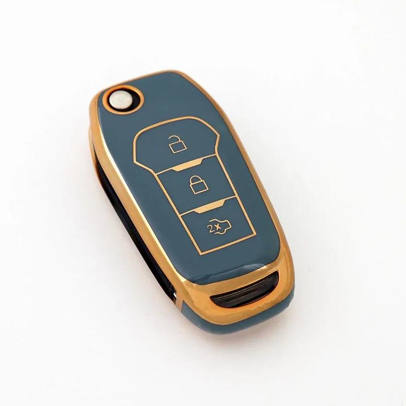 3 Buttons Tpu Car Remote Key Case Cover For Ford Figo Mondeo 5 Ecosport Puma Fiesta Mk8 Everest Ranger Shell Fob