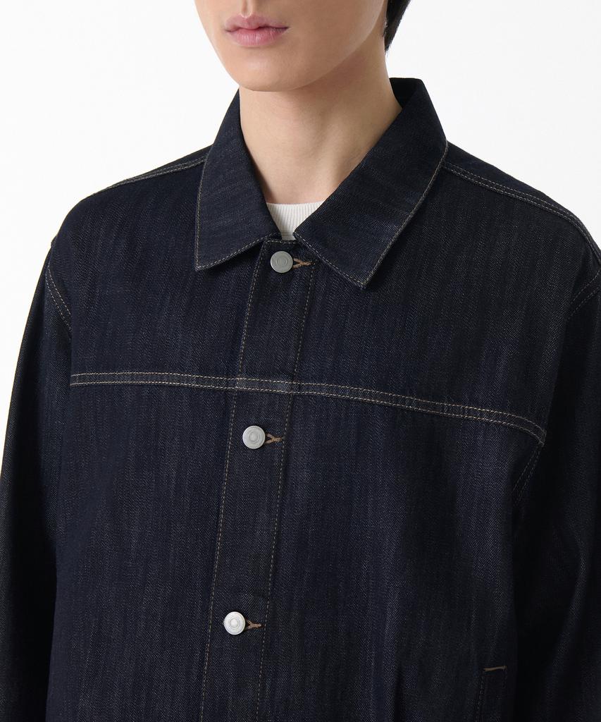 Musinsa Standard Linen-Like Minimal Denim Trucker Jacket [Deep Indigo]