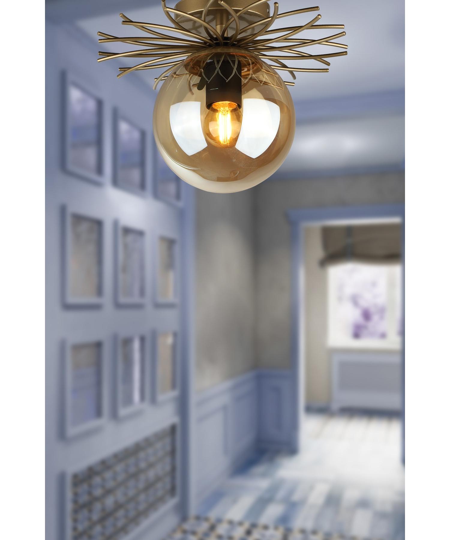 

Одноместная люстра Tesla с медовым стеклом