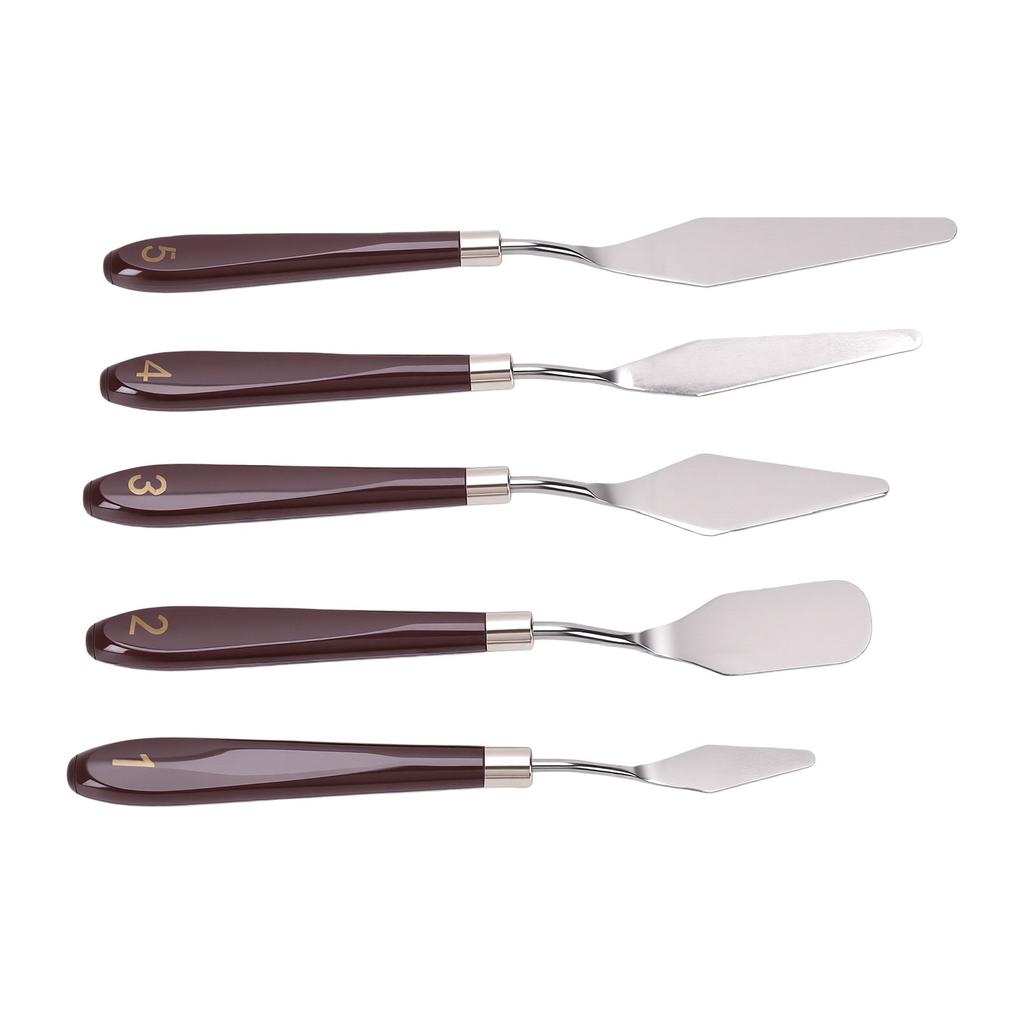 5PCS Art Spatula Set Stainless Steel Acrylic Painting Tools for Mixing Spreading Scratching Texturing