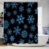 Snowflake Bath Shower Curtain Waterproof Decorative Printed Fabric Bathroom Hanging Tapes Rain Waterfall Pattern Black Blue Mode