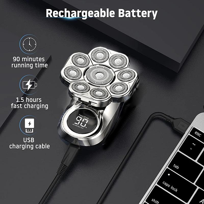 All In One LED Hair Trimmer Men USB Multiple Size Shaver Waterproof IPX7 9D Bald Haircut Machine 0mm Birthday Gift for Boyfriend