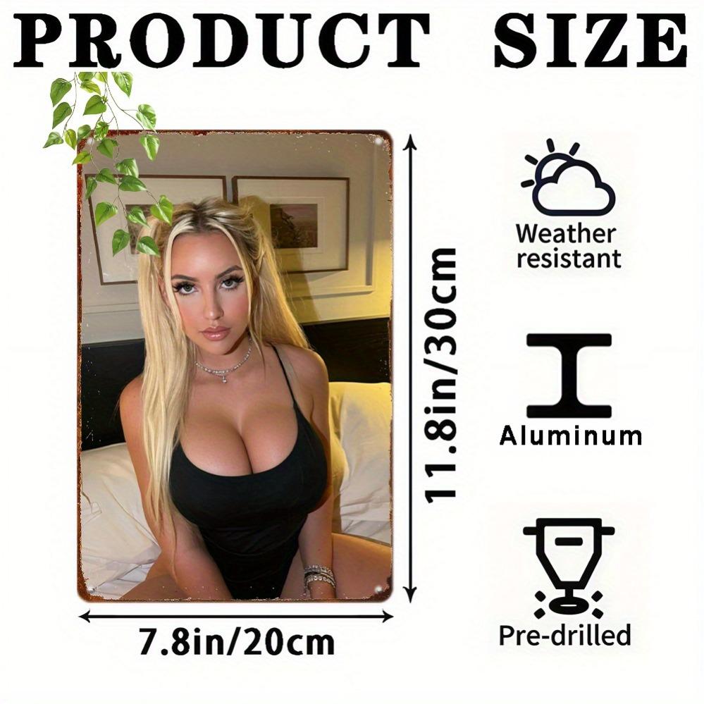 Vintage Metal Pin Up Girl Wall Art 8x12 Inch - Retro Aluminum Decor for Home Garage Man Cave Cafe, Easy To Hang No Electricity T