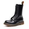High-top leather long boots hole British style handmade hard leather cowhide short boots tooling shoes women