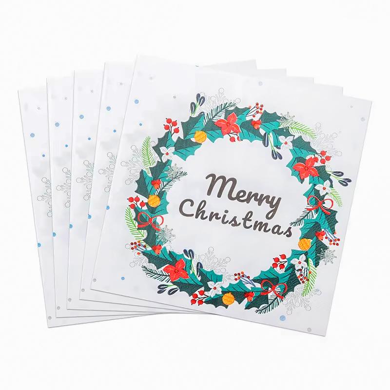 20PCS/Set Christmas Theme Christmas Party Supplies Disposable Tissues Restaurant Decorations Napkins Safe Christmas