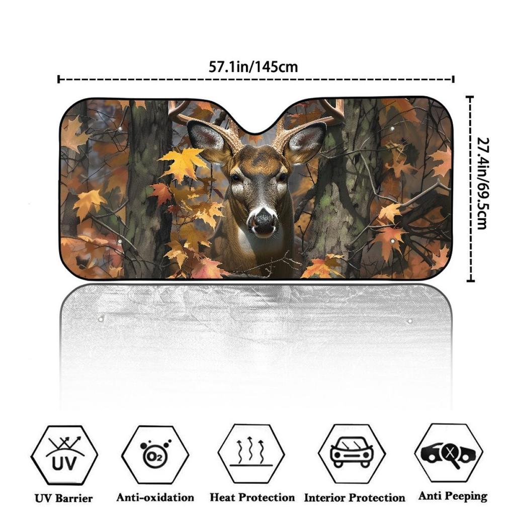 SHEIN Elk Print Aluminum Foil Sunshade - Portable, No-Install Windshield Visor for Men & Women