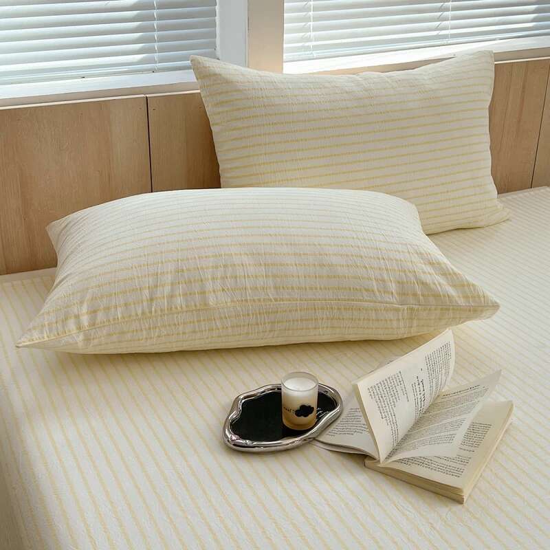 Solstice 100% Cotton Pillowcase Set - 2pcs Stripe 48x74cm, Skin-Friendly Funda Almohada Cushion Cover