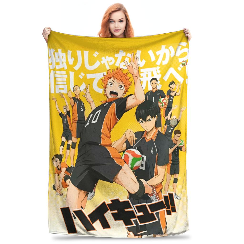 Hinata Shoyo Haikyuu  Knitted Blankets  Fleece Throw Blanket Summer Air Conditioning Printed Soft Warm Bedspreads,