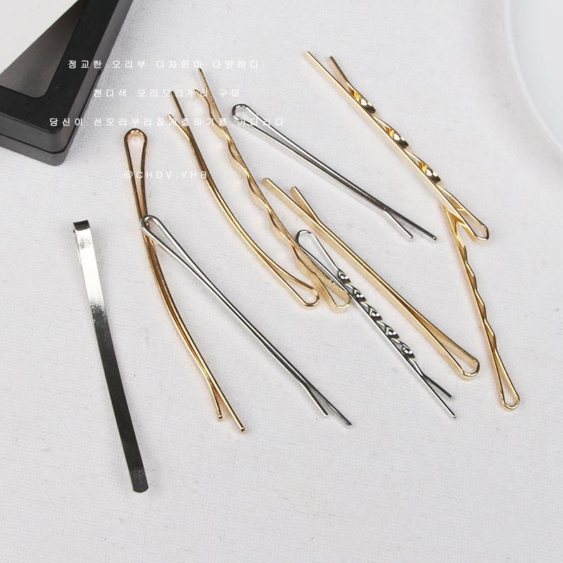 Presilhas de Cabelo Curvas Douradas e Prateadas para Mulheres - Acessórios de Aço para Franja e Laterais