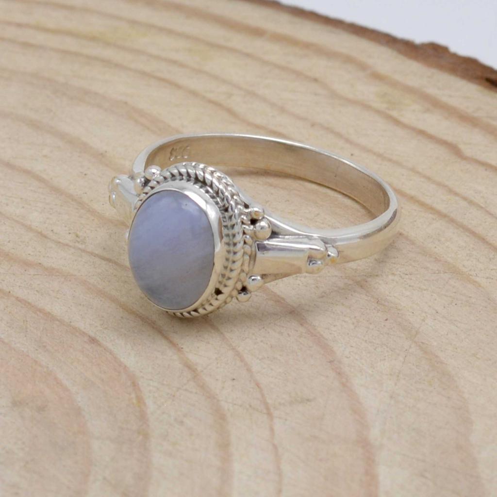 Chalcedony 925 Sterling silver Ring, Oval Gemstone Handamde Ring