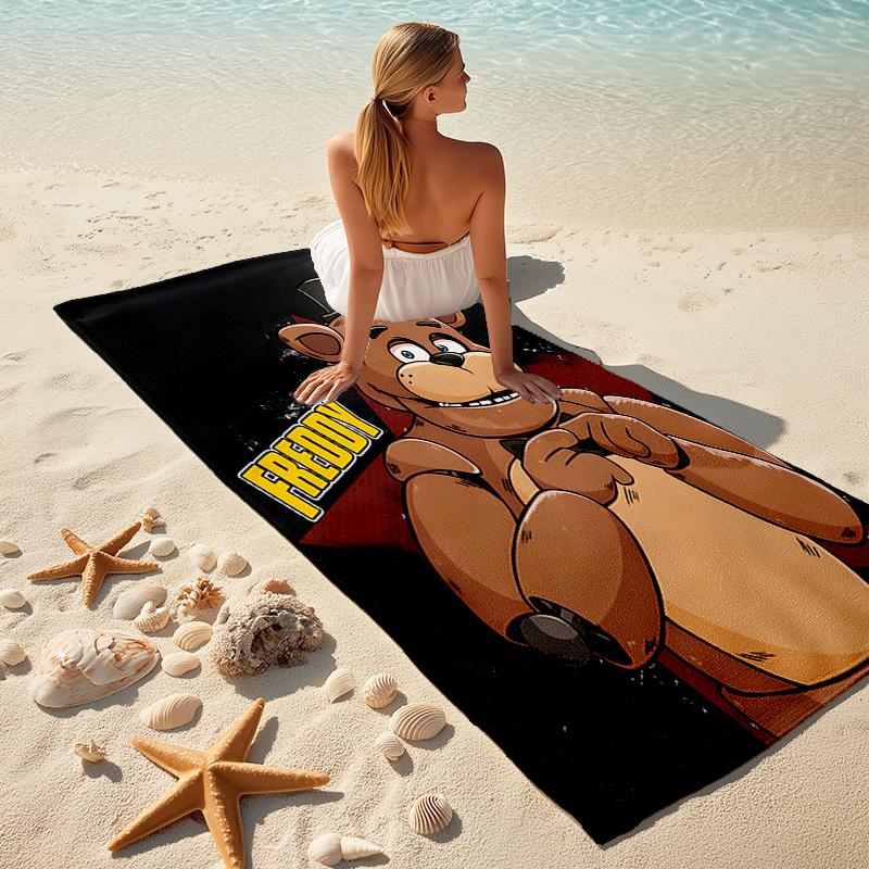 1pc Freddy Bear2 Beach Towel, Comfortable and Thick, and Swimming/Bath/Picnic/Camping Towel, Suitable for Seaside Beaches
