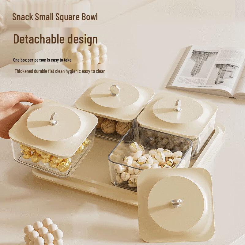 Multi-Compartment Square Snack & Candy Tray with Lid