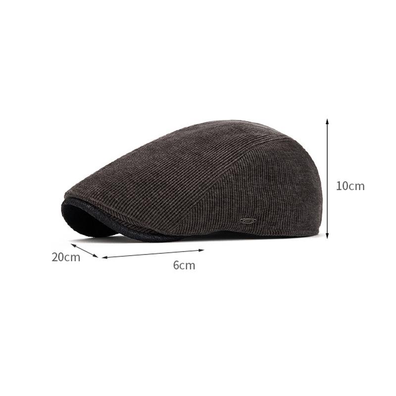 Men's Beret Autumn Winter Velvet Warm Cap British Vintage Corduroy Forward Cap Painter's Hat