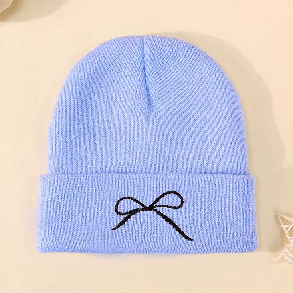 Outdoor Cycling Warm Cold Hat Bow Knitted Hat Trendy Versatile Autumn And Winter Cold Wool Hat Women
