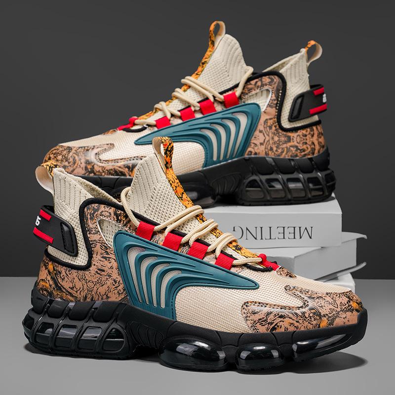 

Autumn outdoor lightweight men s shoes large size knife peak bottom dad shoes casual fly-woven breathable sneakers men s shoes 48 коричневый