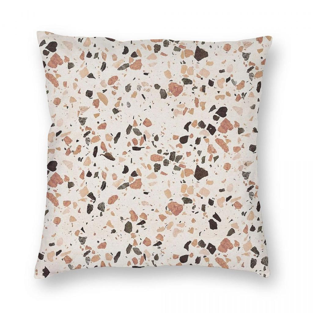 Terrazzo Beige Brown Grey Bronze Pillowcase Polyester Linen Velvet Creative Throw Pillow Case Sofa Seater Cushion Cover 45X45