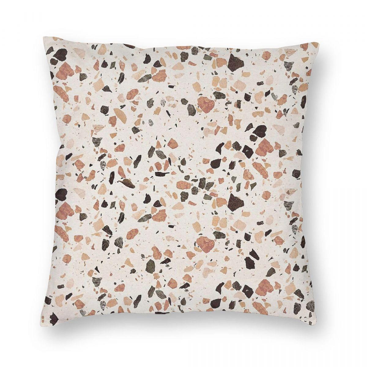 Terrazzo Beige Brown Grey Bronze Pillowcase Polyester Linen Velvet Creative Throw Pillow Case Sofa Seater Cushion Cover x 30x30cm