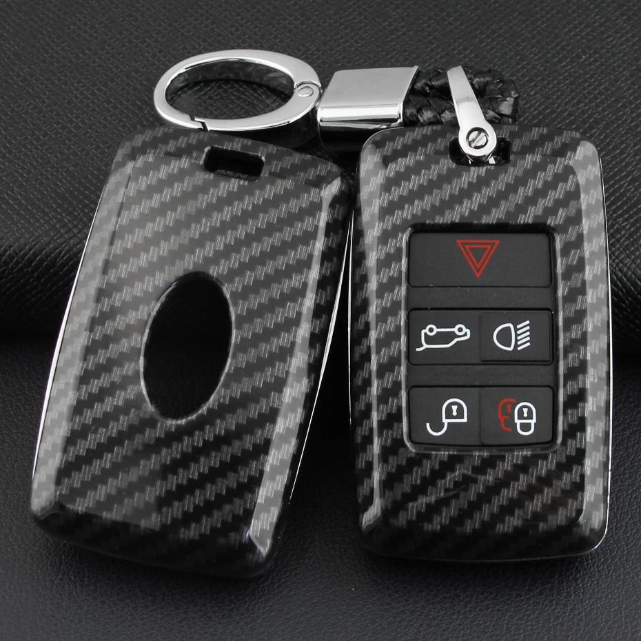 Carbon Fiber Car Key Fob Cover Chain Case For Land Range Rover Sport Evoque Velar Discovery Defender 90 110 130 Jaguar XE XF