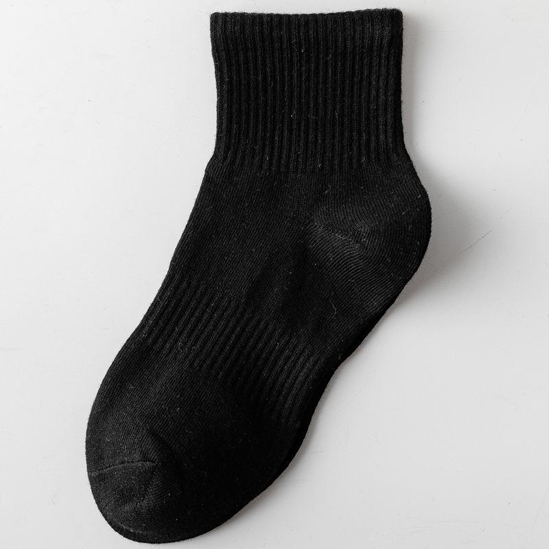 Mid-Calf Black & White Socks: Autumn/Winter Solid Color & Summer Thin Long Jk Styles