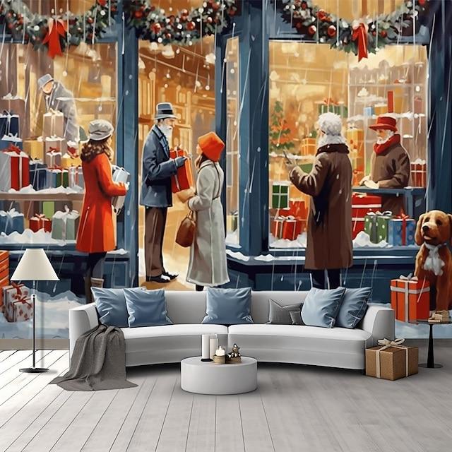 Santa Claus patchwork tapestry on vintage wall 75x100 чёрный