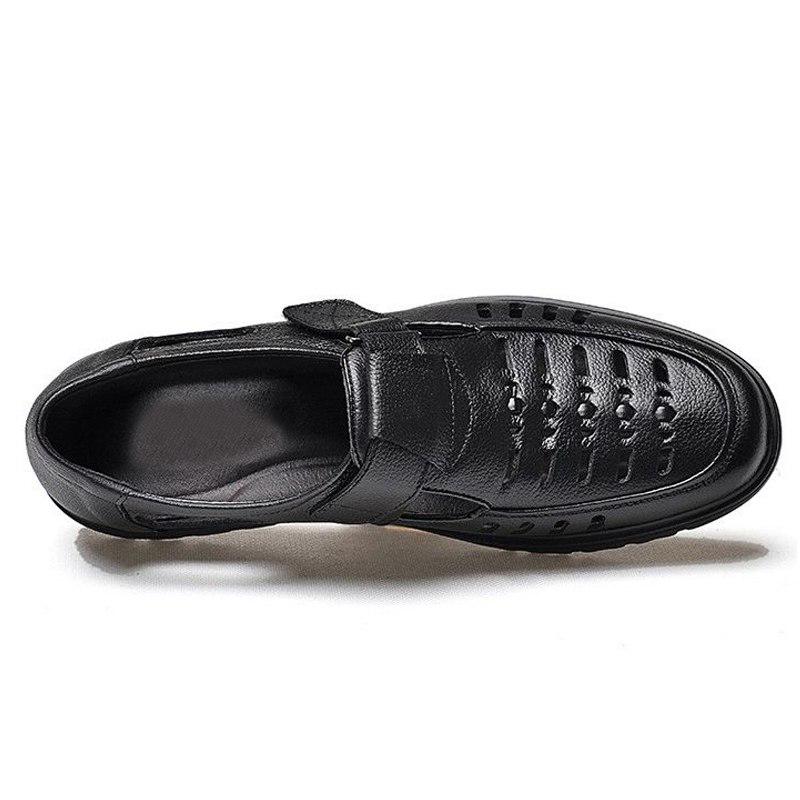 Summer Shoes Men Sandals Cow Leather Casual Shoes Brand Male Sandals Non-slip Black Brown K172