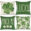 GEEORY St Patricks Day Pillow Covers 18x18 Set of 4 St Patricks Day Decorations for Home Shamrock Lucky St Patricks Day Decorative Throw Pillows