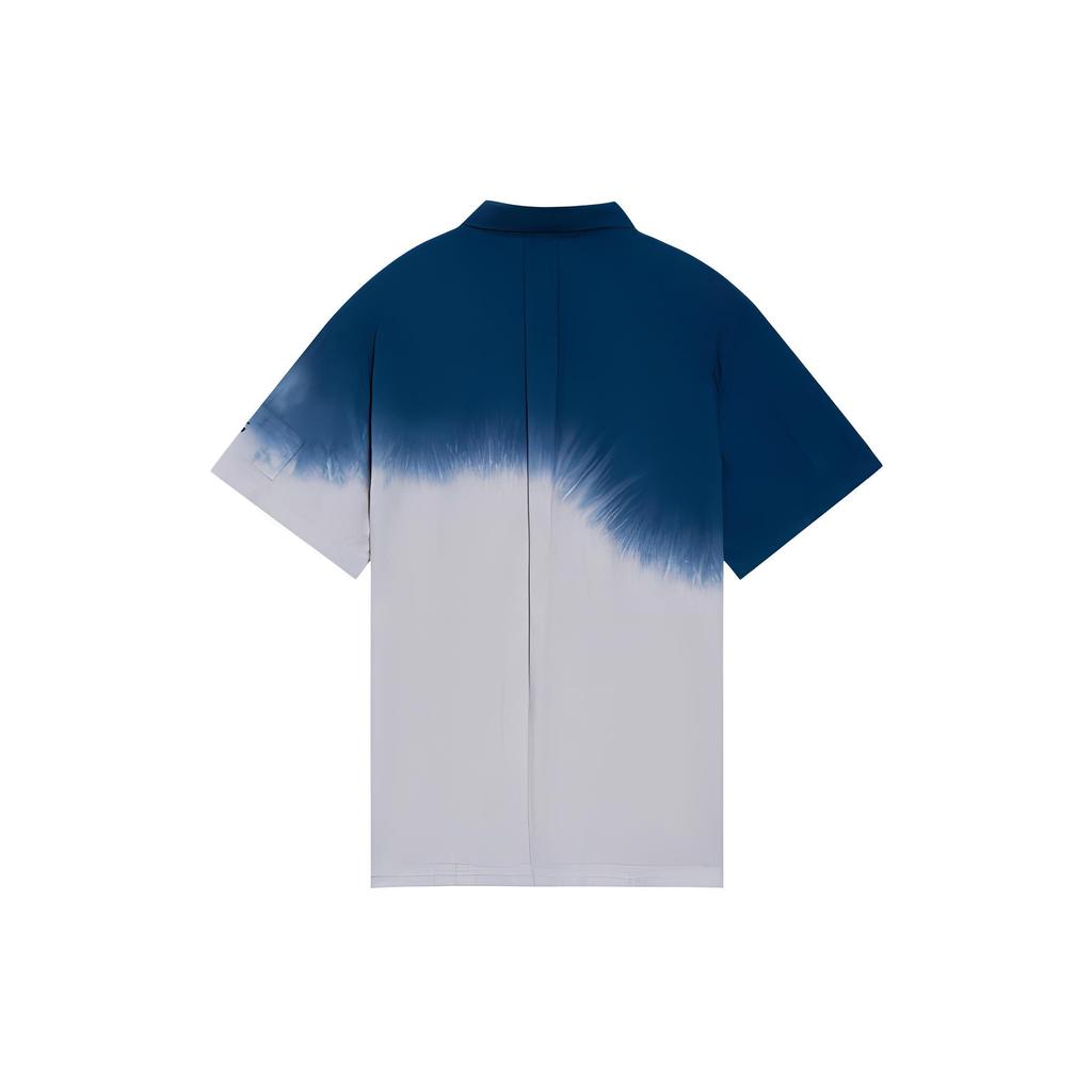 Li-Ning Color Block Gradient Tie-Dye Chinese Character Embroidered Casual Shirt Men Shirts Deep-Navy ASHS135-1