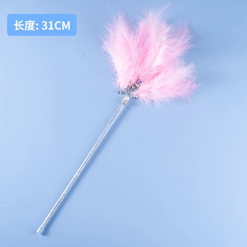Tassel cat teaser wand, cat toy with feathers and bells, fairy cat teaser for boredom relief, interactive pet cat toy supplies