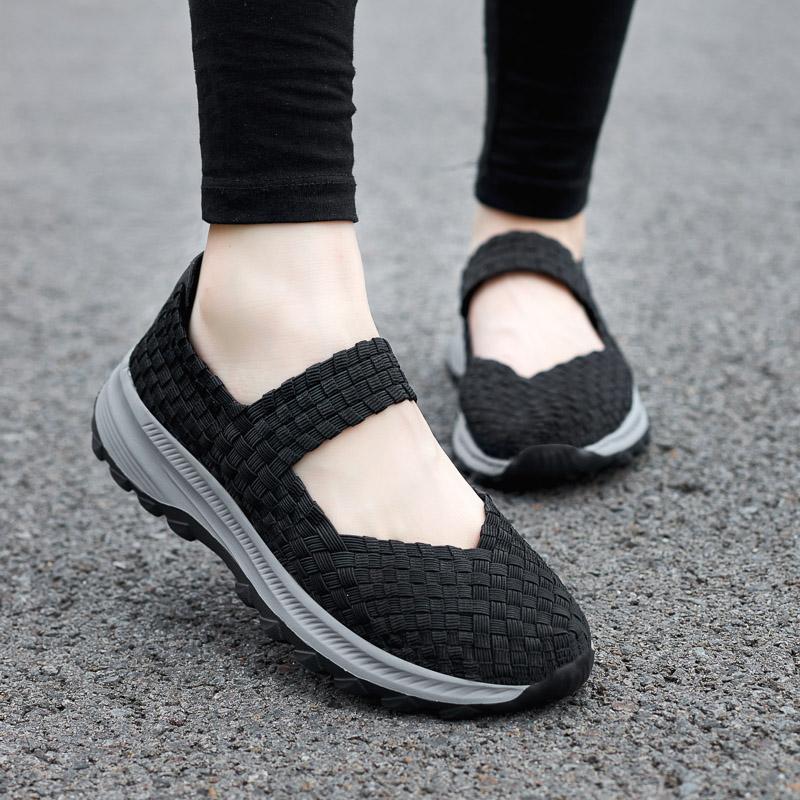Summer Mary Janes Women Sandals Beach Lazy Shoes Purple Pink Grey Casual Weave Soft Slip on Walking Color Sandals Large Size