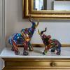 Modern Painting Graffiti Elephant Sculpture Colorful Abstract Art Resin Elephant Statue Nordic Home Decoration Desktop Ornaments