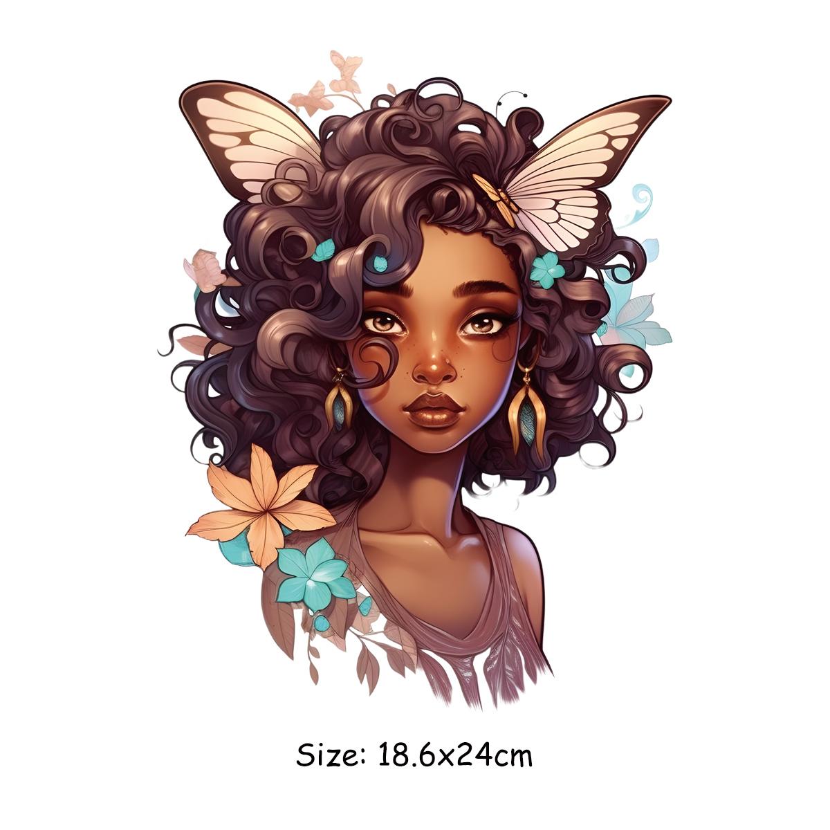 

Термо-нашивки для черных девушек, бабочка, женская термоклеевая передача, одежда «сделай сам», аппликация, художественные ремесла, гладильный утюг на заплатке