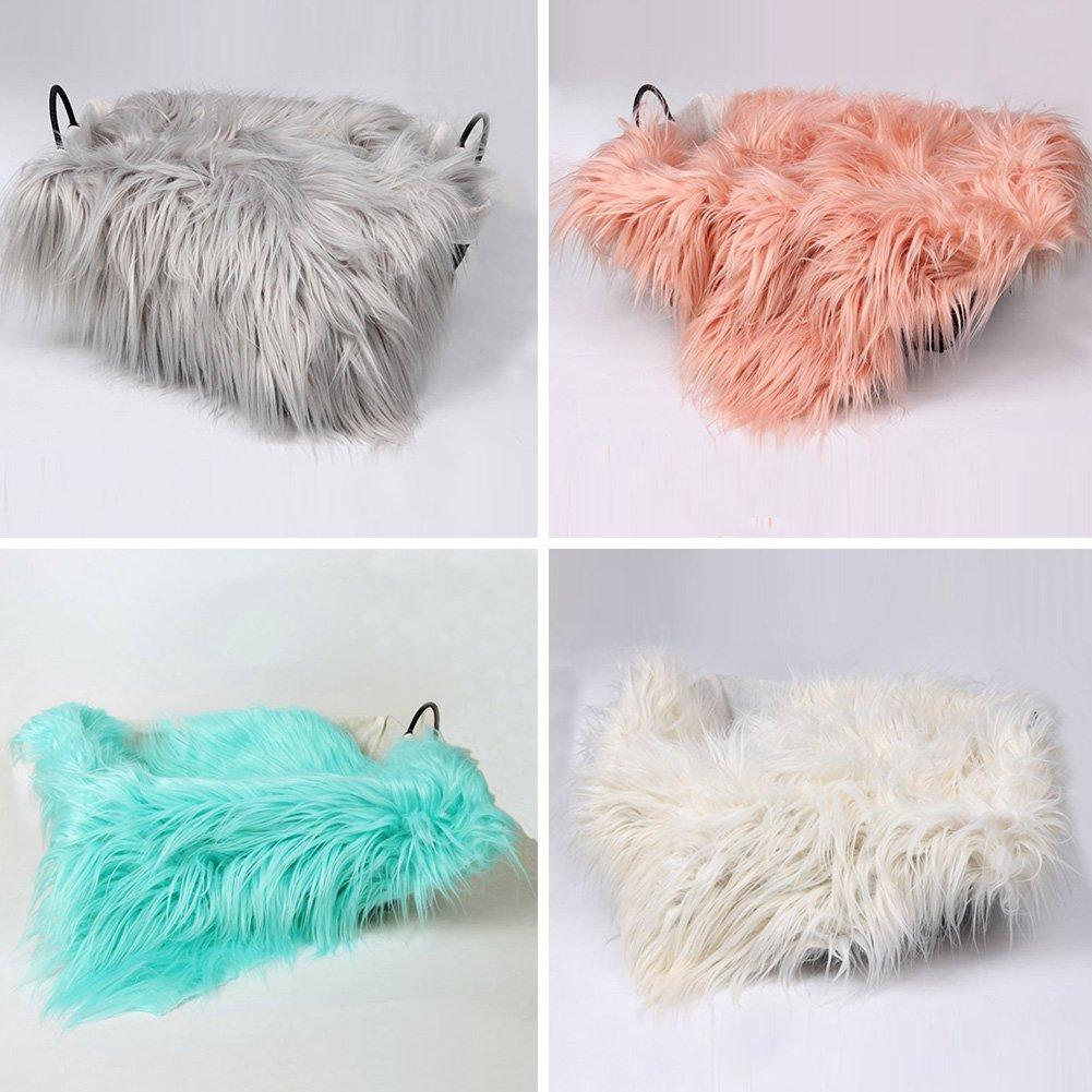 CALIDAKA Baby Photo Props Blanket, Newborn Faux Fur Photography Basket Stuffer Rug, Beanbag Background Backdrop Mat (4#,White)