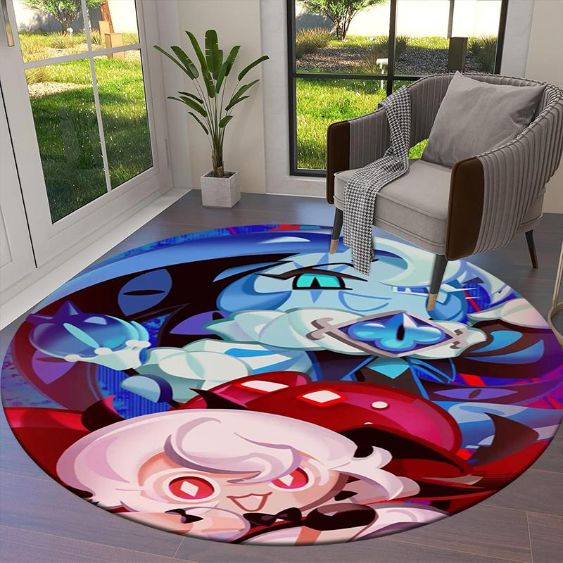 Cookie Run Kingdom Round Area Rug,Carpet Rug for Living Room Bedroom Sofa Playroom Decor,Non-slip Floor Mat20