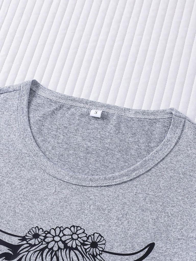 Kälberdruck 3-teiliges Set: Kurzarm-Oberteil, Shorts & Hosen - Niedliche und bequeme Homewear