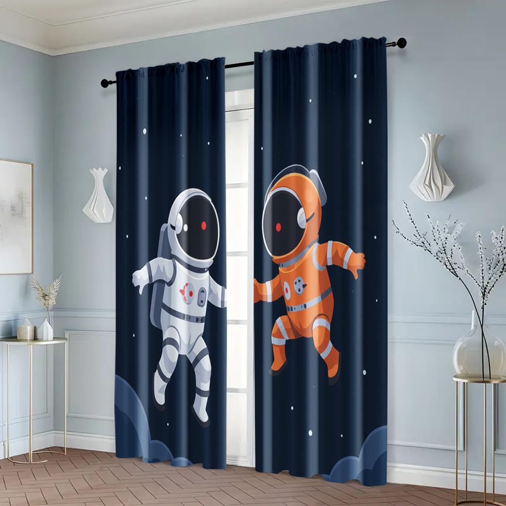 2pcs, Curtains Astronaut Space Astronaut Fabric (without rod) Stuff Clearance Use for Living Room, Office, Kitchen, Bedroom,