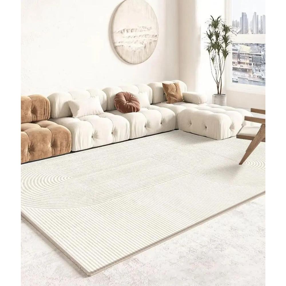 

Modern White Minimalism Large Living Room Carpet Light Luxury Beige Decoration Bedroom Carpet Soft Lounge Rug Washable Floor Mat 60*90cm